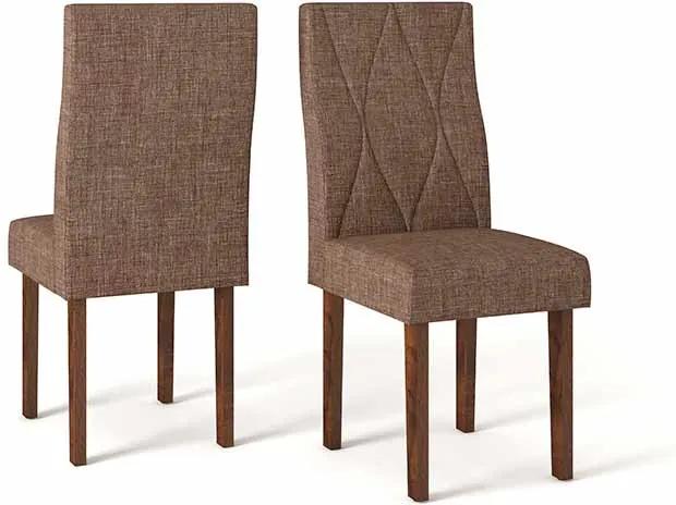 Conjunto 2 Cadeiras Manuela Rústico Malbec Tecido Linho Bronze