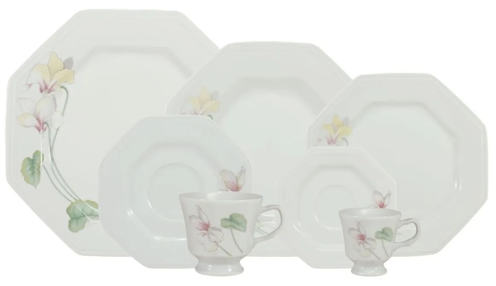 Aparelho De Jantar, Chá E Café Porcelana Schmidt 42 Peças - Dec. Encanto E373