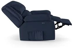 Poltrona do Papai Reclinável Pietra Power Touch Massagem FH9 PU Azul -