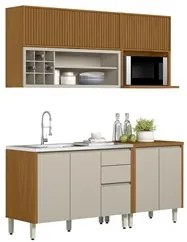 Cozinha Modulada 4 Peças Balcão Para Pia CP3 Pierre L06 Nature/Off Whi