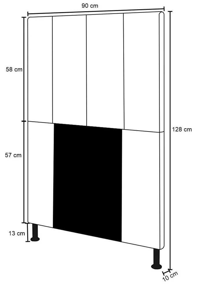 Cabeceira Jade Para Cama Box Solteiro 90 cm Corino Preto - D'Rossi