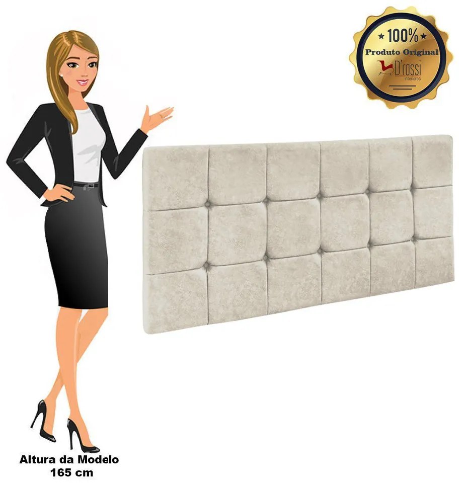 Cabeceira Painel Sleep para Cama Box Casal 1,60 m Suede Bege - D'Rossi