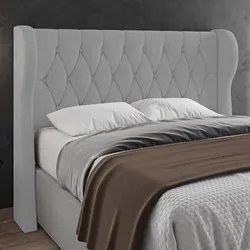 Cabeceira Casal Queen Cama Box 160cm Malva I02 Veludo Cinza - Mpozenat