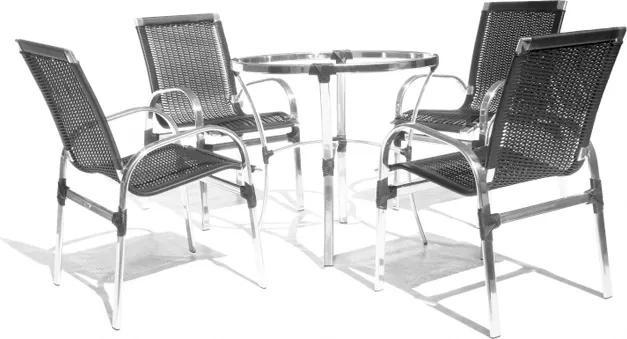 Conjunto Mesa e 4 Cadeiras Silver - Área Externa