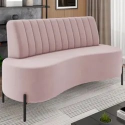 Sofá 2 Lugares 160cm Pés Aço Preto Tamar Z08 Veludo Rosê - Mpozenato