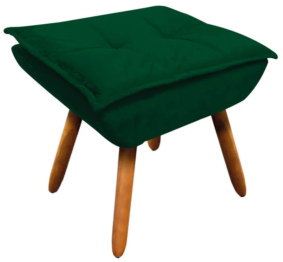 Poltrona e Puff Decorativo Pé Palito de Madeira Opala Suede D03 - D'Rossi - Verde