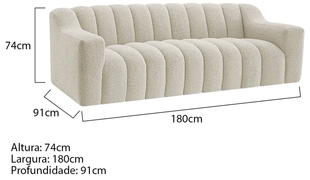 Sofá 2 Lugares Luxo Recepção Escritorio Sala Elegance 180cm Bouclé