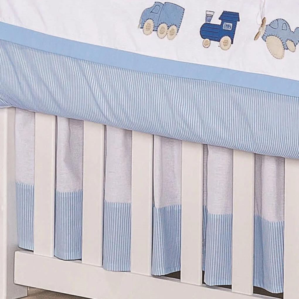Saia De Berço Padroeira Baby Transportes - Azul Bebê
