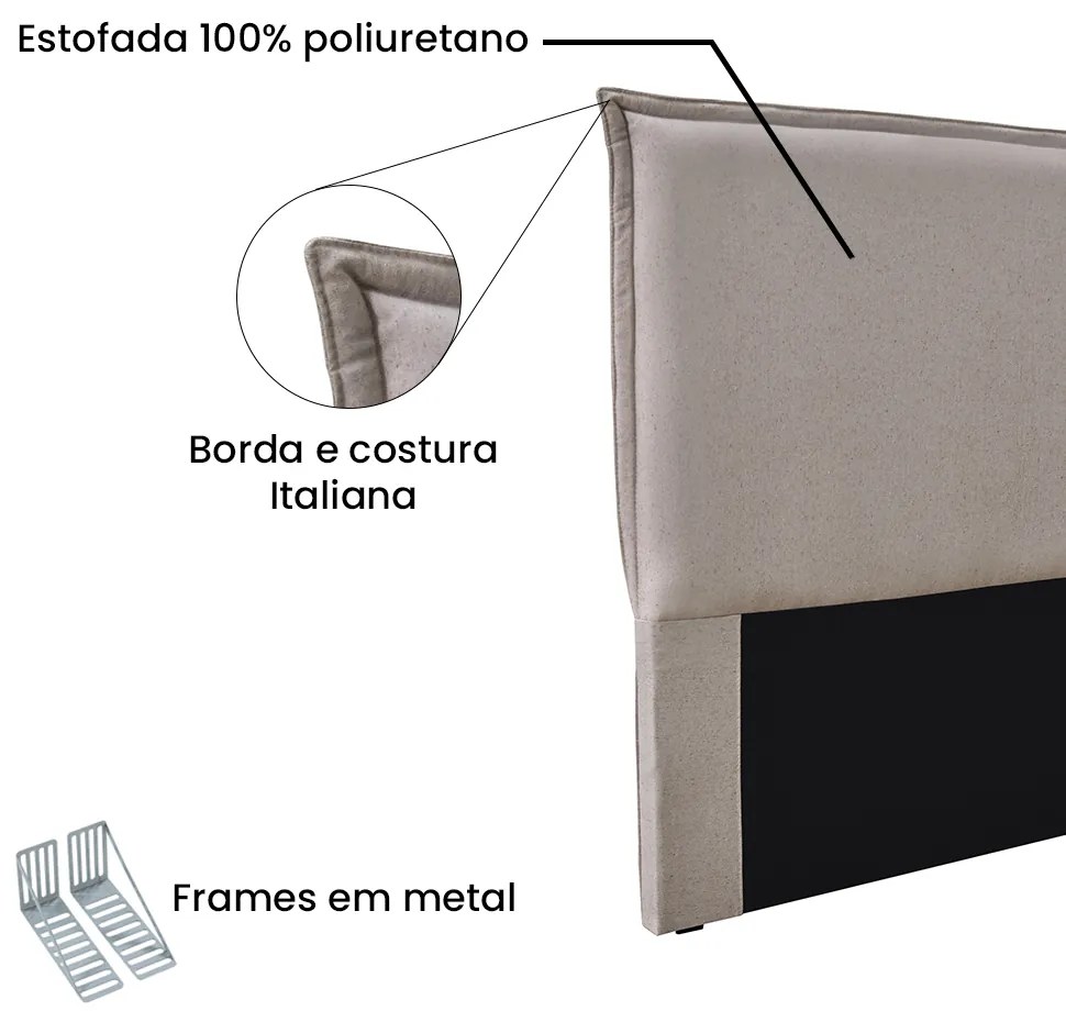 Cabeceira Cama Box Solteiro 90 cm Garden Linho Areia S04 - D'Rossi