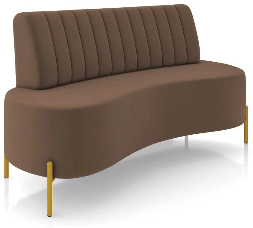 Sofá 2 Lugares Living 135cm Pé Ferro Dourado Maraú Veludo Marrom K01 - D'Rossi