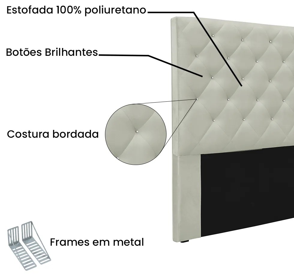 Cabeceira Cama Box Casal 140 cm Tania Veludo Prata S04 - D'Rossi