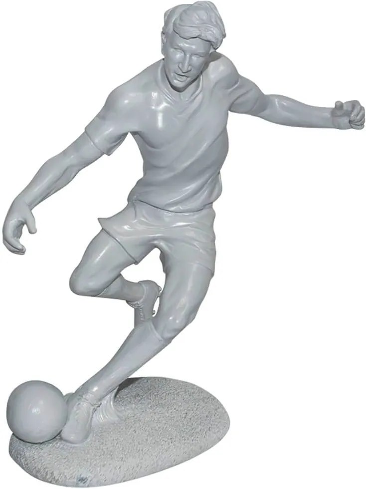 Escultura Soccer Player Branco em Resina - Urban - 30,5x28,5 cm