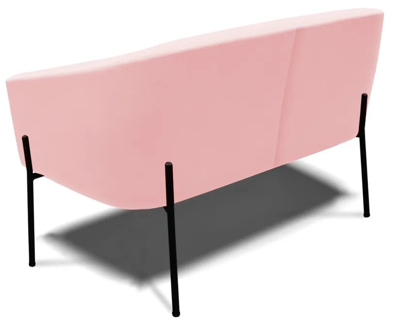 Sofá 2 Lugares Namoradeira Pé de Ferro Preto Stella Suede D03 - D'Rossi - Rosa Bebê
