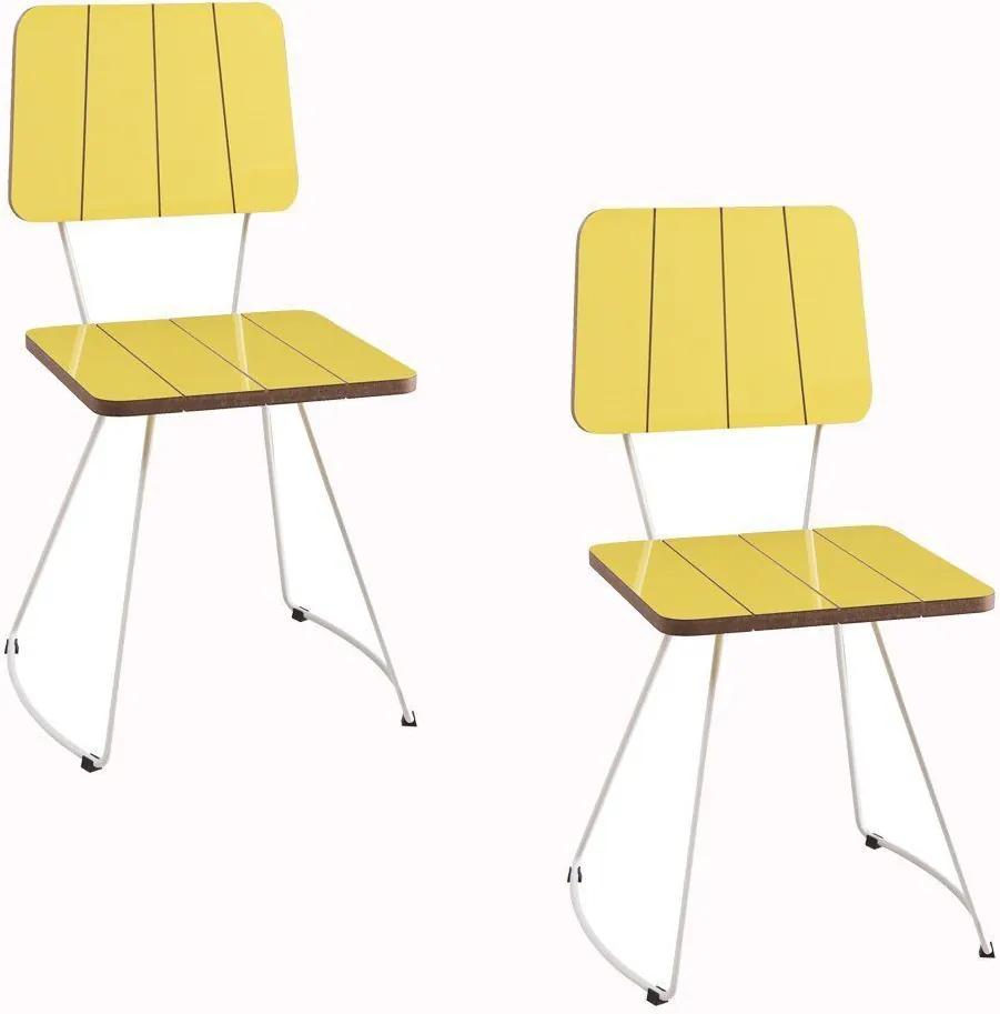 Kit 2 Cadeira Costela Meia Lua Amarelo - Daf Mobiliário