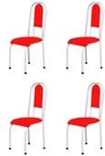 Kit 4 Cadeiras Anatômicas 0.122 Estofada Branco/Vermelho - Marcheli