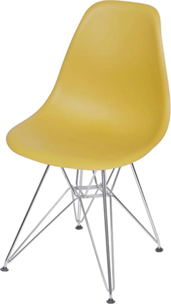 Cadeira Eames Dkr Base Cromada OrDesign Amarelo