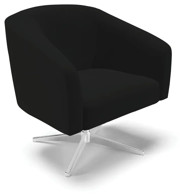 Poltrona Decorativa Giratória Cromada Stella Linho D03 - D'Rossi - A79 Preto