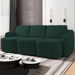 Sofá Cama Casal para Sala 306cm Polska Z08 Veludo Verde - Mpozenato