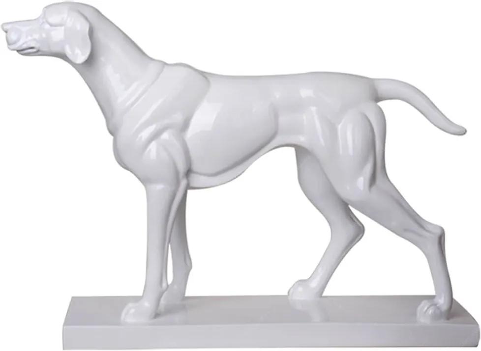 Escultura Big Dog Standed Branco Brilhante em Resina - Urban
