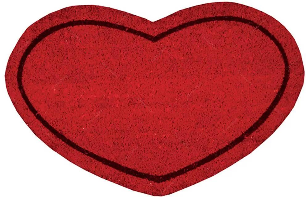Capacho Coração Vermelho com Base em PVC - Urban - 75x45 cm