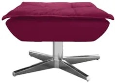Puff Decorativo Sala de Estar Base Giratória Cromada Opla Suede Bordô