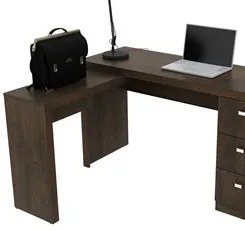 Mesa Em L Para Escritório 3 Gavetas ME4101 Rústico - Tecno Mobili