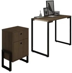 Conjunto Escritório Mesa Escrivaninha 90cm e Gaveteiro 2 Gavetas New P