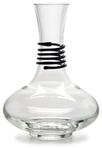 Decanter com Aplicação Espiral Preta Murano Cristais Cadoro