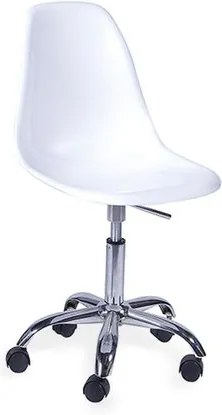 Cadeira Decorativa com Rodízios, Branco Brilho, Eames