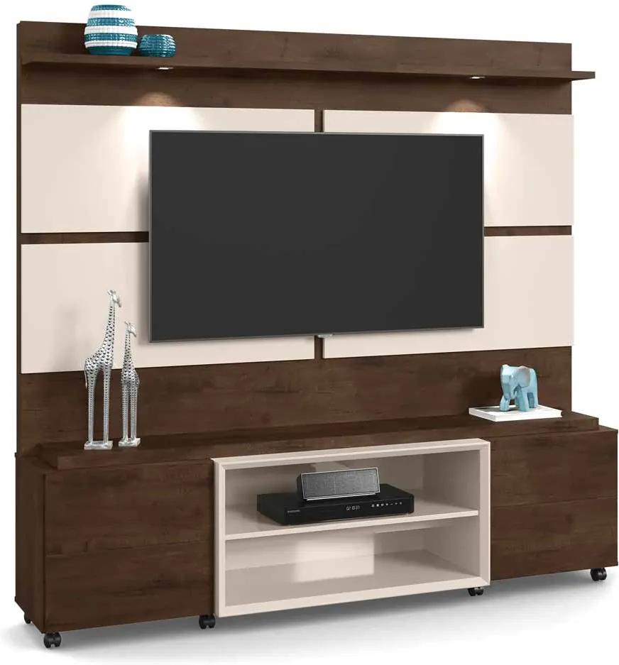 Home Theater Bless 1.8 Madero Noce com Off White - Lukaliam Móveis