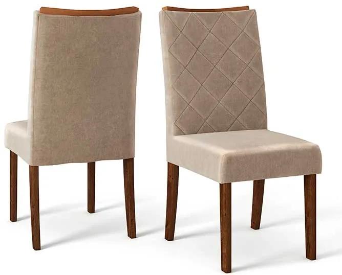 Conjunto 2 Cadeiras Sara Rústico Malbec Tecido Veludo Kraft
