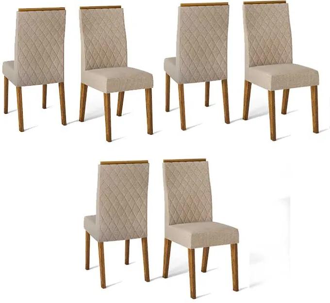 Conjunto 6 Cadeiras Cássia Demolição Tecido Linho Saara