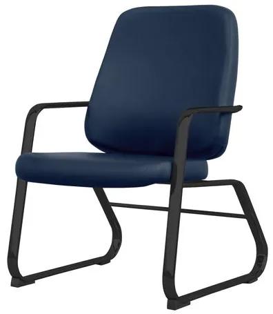 Cadeira Maxxer Diretor Assento Courino Azul Base Fixa Preta - 54854 Sun House