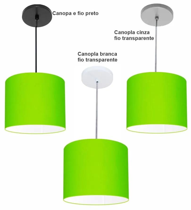 Luminária Pendente Vivare Free Lux Md-4107 Cúpula em Tecido - Verde-Limão - Canola preta e fio preto