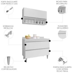 Armário de Cozinha Com Nichos CP01 Com Tampo 100cm Z34 Branco - Mpozen