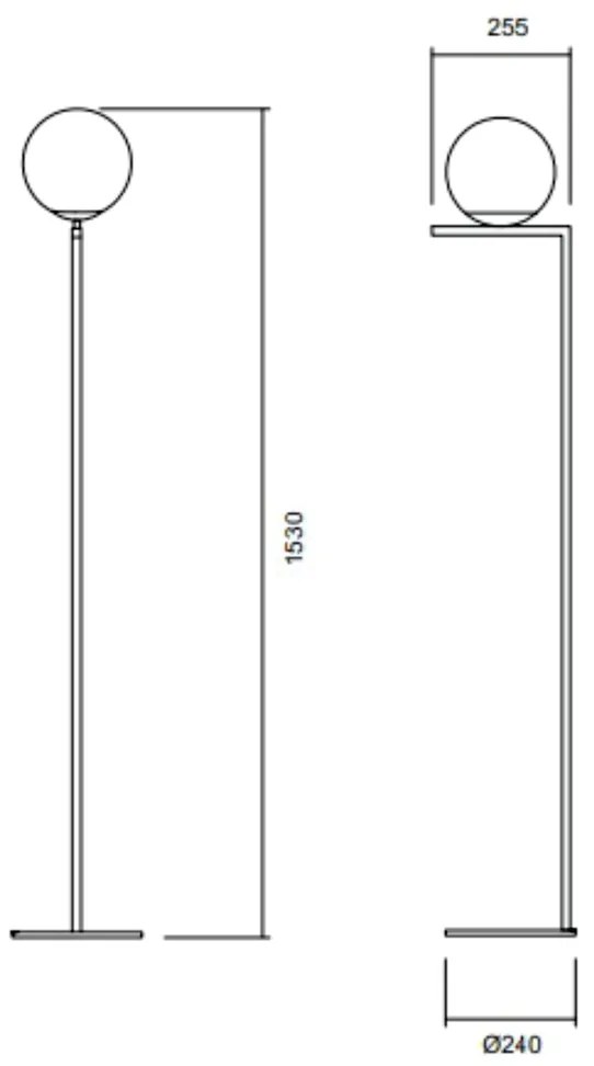 Coluna Angular Tubo Quadrado Ø26X153Cm 1Xe27 G45 / Globo Ø20Cm | Usina... (CP-M - Champagne Metálico, FOSCO)