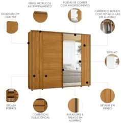 Guarda Roupa Casal 278cm Com 2 Portas Mya Cinamomo Z10      - Mpozenat