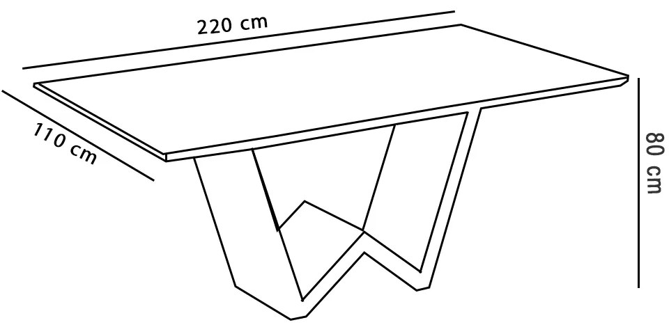 Mesa de Jantar Valentina 220x110 cm Off White com Base de Madeira Cinamomo - D'Rossi