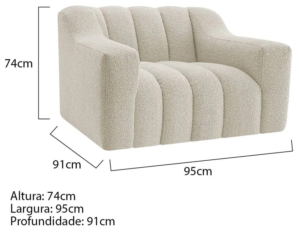 Kit 1 Sofá 200cm 2 Poltrona Luxo Recepção Sala Elegance Bouclé