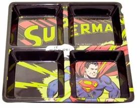 Petisqueira Quadrada Super Homem Dc Comics Preta - 4 Divisorias