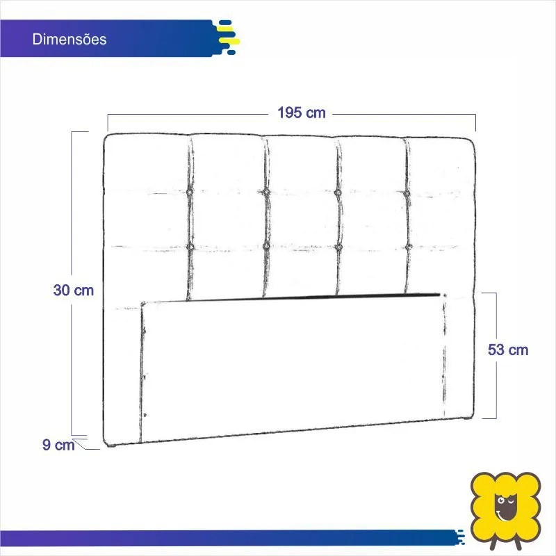 Cabeceira Painel Cama Box Casal King 195cm Ana Luísa Suede Cinza - Suede Cinza - Cinza