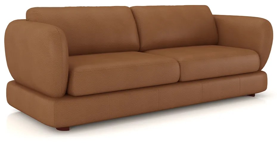 Sofá Living 2 Lugares 185cm Pés Madeira Dalian Couro Caramelo G52 - Gran Belo