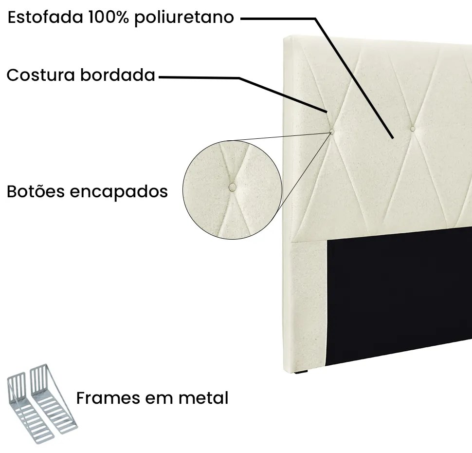 Cabeceira Cama Box Solteiro 90 cm Aquilla Linho S04 - D'Rossi - Natural