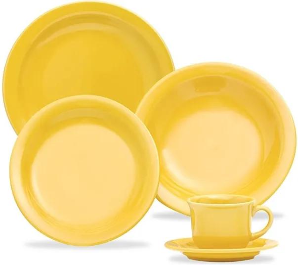 Aparelho de Jantar e Chá com 30 Peças Amarelo