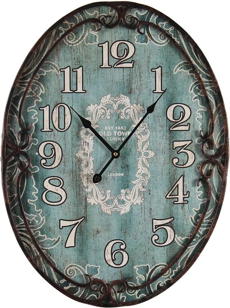 Relógio de Parede Oval Azul Oldtown Oldway - 60x45 cm