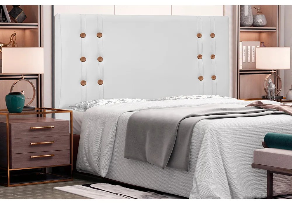 Cabeceira Gênova Para Cama Box Queen 160 cm Corino - D'Rossi - Branco