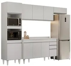 Armário de Cozinha Modulada 4 Peças CP11 Balcão com Tampo Branco - Lum