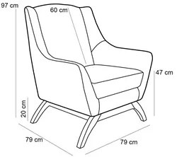 Poltrona Decorativa Base Manu Madeira Juliet Veludo C-276 Marrom - Dom