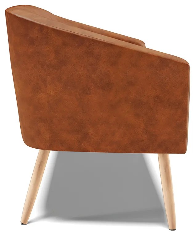 Sofá 2 Lugares Namoradeira Pé Palito Natural Stella Sintético PU D03 - D'Rossi - Nozes