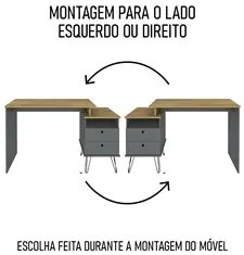 Mesa Escrivaninha Estilo Industrial Flex Lux A06 Olmo/Grafito - Mpozen